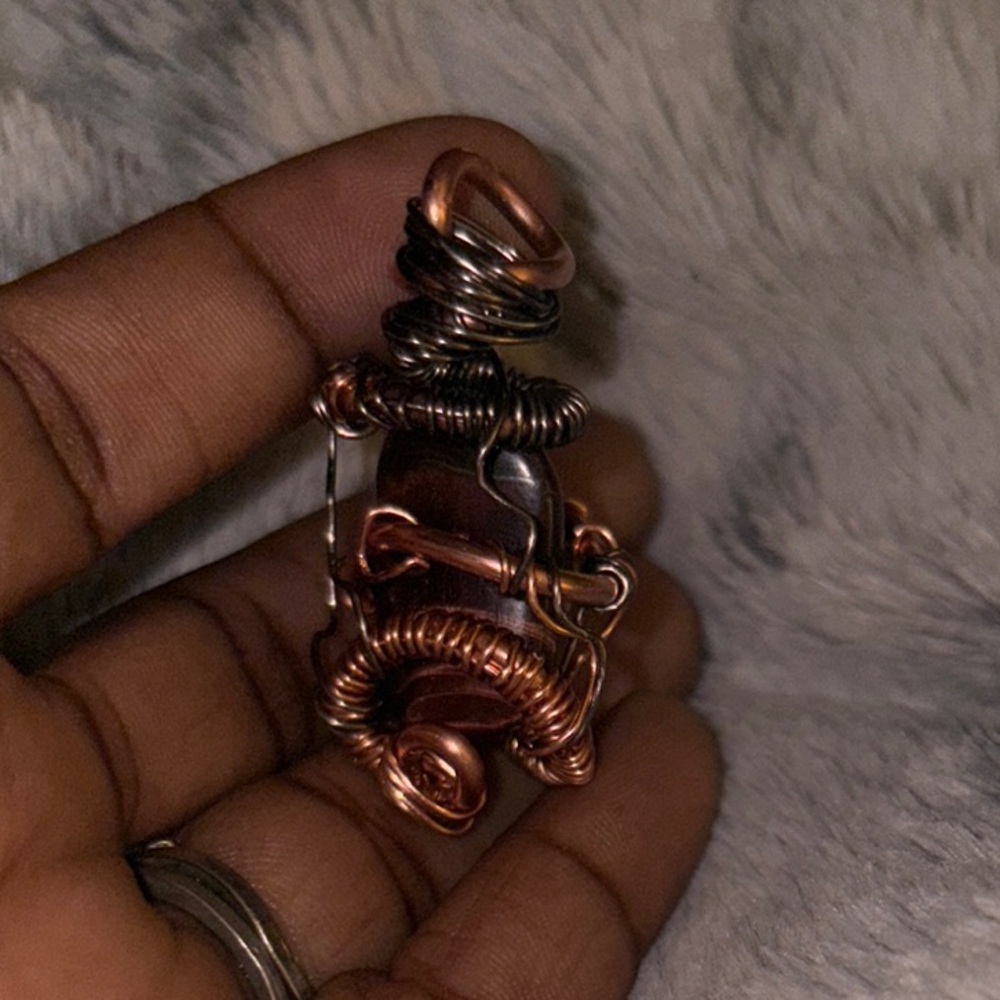 Tiger’s Eye (red) Copper Wrapped Pendant
